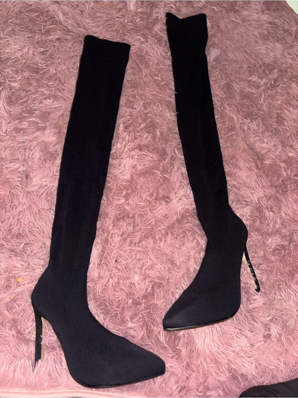 Women’s Black Over-The-Knee Stiletto Sock Boots